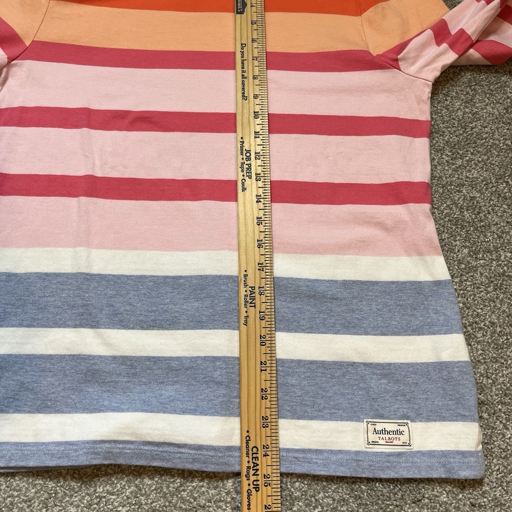 Talbots Stripe Ballet Neck 3/4 Sleeve Top L 100% Cotton Soft Travel Resort - Picture 6 of 7
